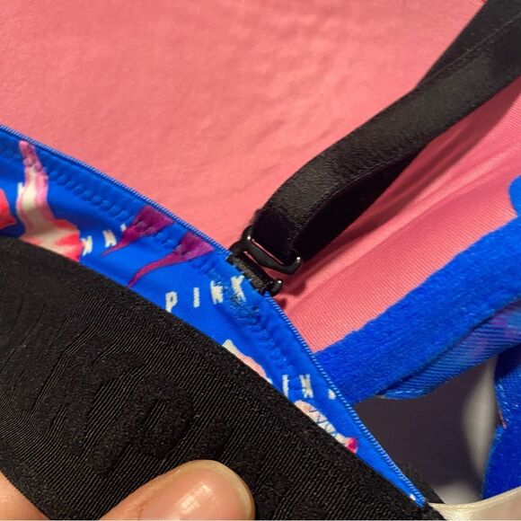 Victoria's Secret PINK wear everywhere Push up Bra blue tropical floral 32D - Picture 7 of 14